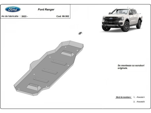 Stahl Unterfahrschutz für Kraftstofftank Ford Ranger (MB3G9A147CF- 2643728) (2023-2026) EANFord Ranger