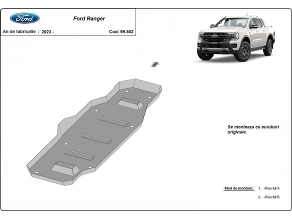 Stahl Unterfahrschutz für Kraftstofftank Ford Ranger (MB3G9A147CF- 2643728) (2023-2026) EANFord Ranger