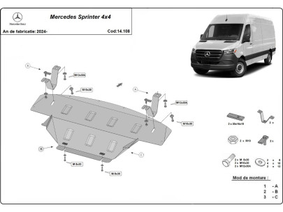 Stahl Unterfahrschutz für Motor Mercedes Sprinter-FWD (2018-2026) EANMercedes Sprinter 2