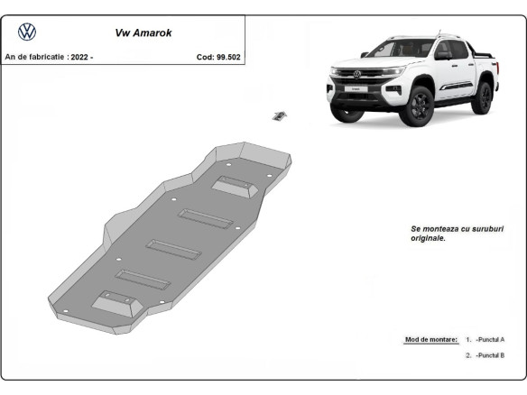 Stahl Unterfahrschutz für Kraftstofftank Volkswagen Amarok (MB3G9A147CF- 2643728) (2022-2026) EANVolkswagen Amarok