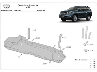 Stahl Unterfahrschutz für Motor Toyota Land Cruiser 150 (2009-2023) EANToyota Land Cruiser