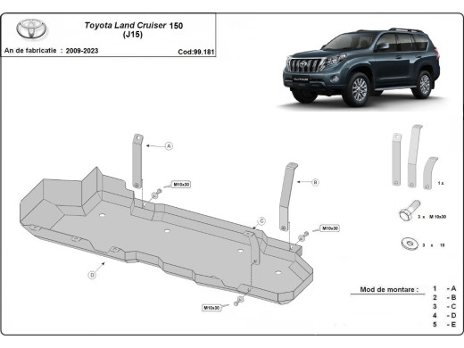 Stahl Unterfahrschutz für Kraftstofftank Toyota Land Cruiser J150 (2009-2023) EANToyota Land Cruiser