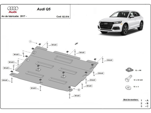 Stahl Unterfahrschutz für Motor Audi Q5 (2017-2025) EANAudi Q5