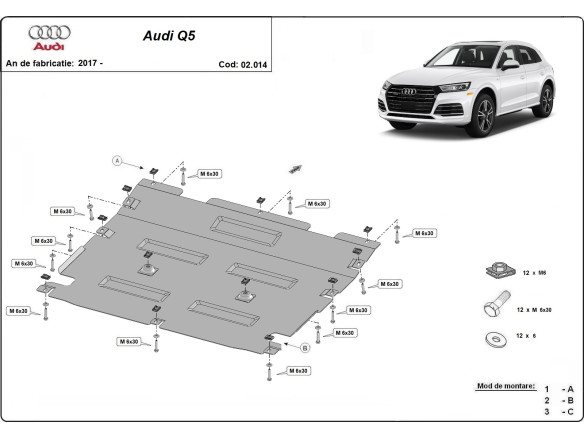 Stahl Unterfahrschutz für Motor Audi Q5 (2017-2025) EANAudi Q5