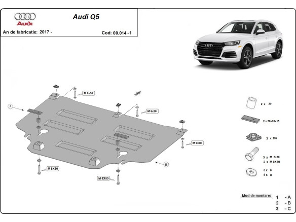 Stahl Unterfahrschutz für Getriebe Audi Q5 (2017-2025) EANAudi Q5