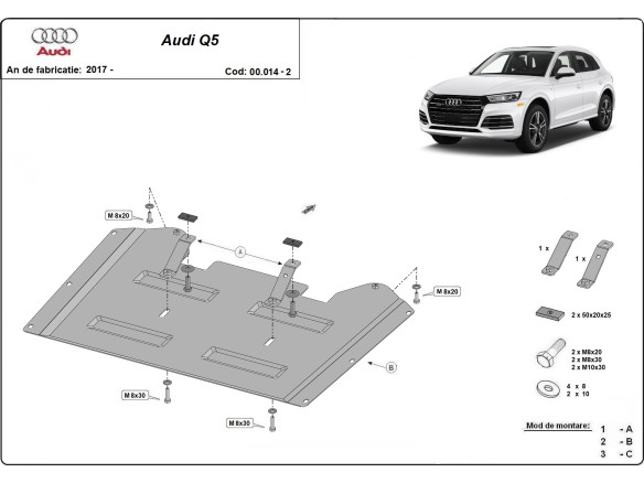 Stahl Unterfahrschutz für Verteilergetriebe Audi Q5 (2017-2025) EANAudi Q5