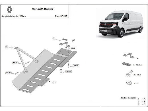 Stahl Unterfahrschutz für Katalysator Start-Stop Renault Master 4 (2024-2026) EANRenault Master