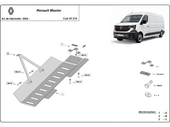 Stahl Unterfahrschutz für Katalysator Start-Stop Renault Master 4 (2024-2026) EANRenault Master