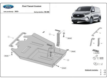 Stahl Unterfahrschutz für Motor, Getriebe Ford Transit Custom - FWD (2020-2023) EANFord Transit Custom 2