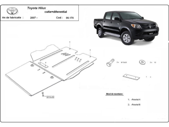 Stahl Unterfahrschutz für Differentialschutz Toyota Hilux (2004-2015) EANToyota Hilux