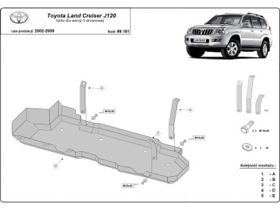 Stahl Unterfahrschutz für Motor Toyota Land Cruiser 150 (2009-2023) EANToyota Land Cruiser 2