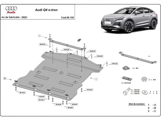Stahl Unterfahrschutz für Motor Audi Q4 e-tron (2022-2026) EANAudi Q4 e-tron