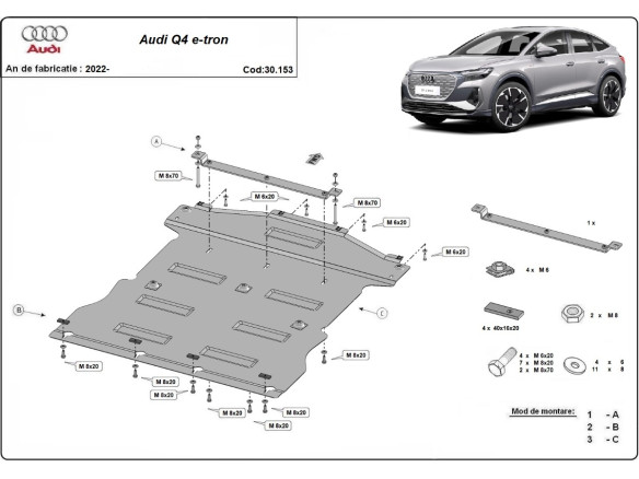 Stahl Unterfahrschutz für Motor Audi Q4 e-tron (2022-2026) EANAudi Q4 e-tron