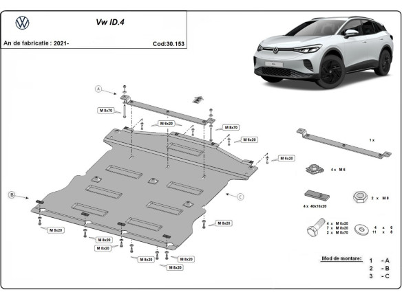 Stahl Unterfahrschutz für Motor Volkswagen ID 4 (2021-2026) EANVolkswagen ID