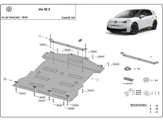 Stahl Unterfahrschutz für Motor Volkswagen ID 3 (2019-2026) EANVolkswagen ID