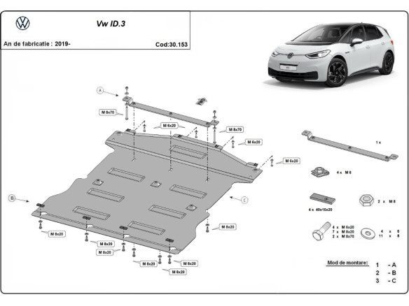 Stahl Unterfahrschutz für Motor Volkswagen ID 3 (2019-2026) EANVolkswagen ID