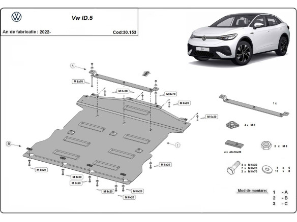 Stahl Unterfahrschutz für Motor Volkswagen ID 5 (2022-2026) EANVolkswagen ID