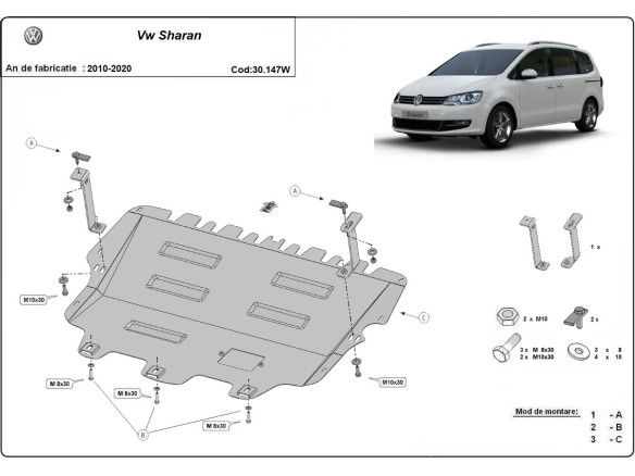 Stahl Unterfahrschutz für Motor Volkswagen Sharan mit Webasto (2010-2020) EANVolkswagen Sharan