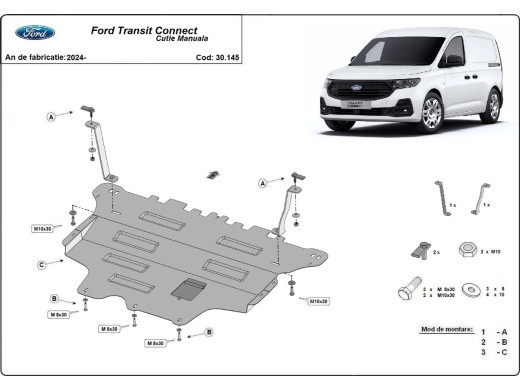 Stahl Unterfahrschutz für Motor Ford Transit Connect - Schaltgetriebe (2024-2026) EANFord Transit Connect