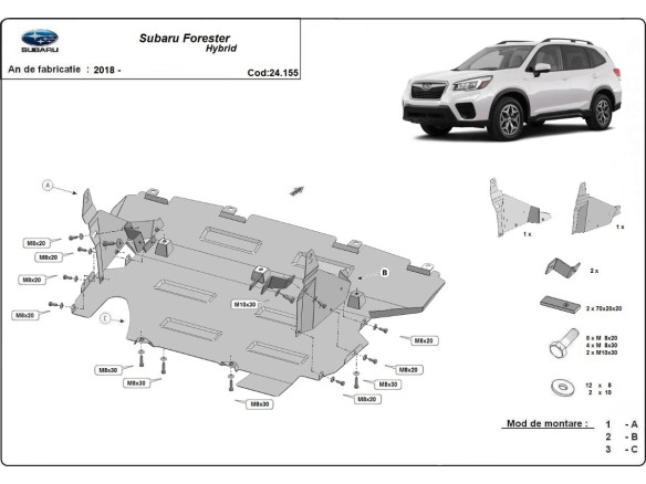 Stahl Unterfahrschutz für Motor Subaru Forester 5 - hybrid (2018-2026) EANSubaru Forester