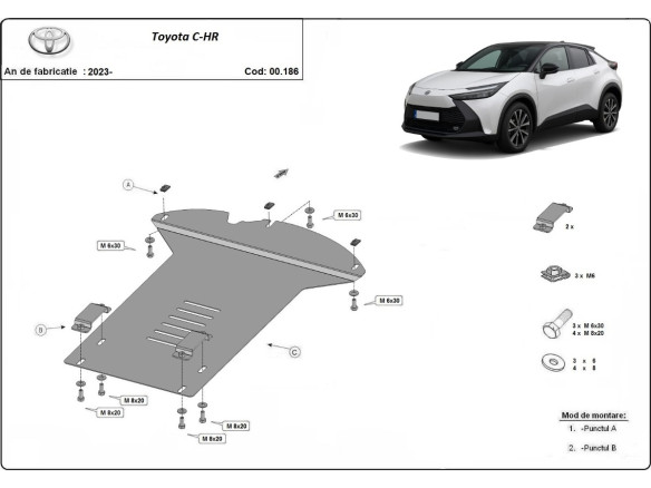 Stahl Unterfahrschutz für Differentialschutz Toyota C-HR (2023-2026) EANToyota C-HR