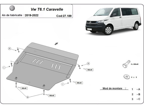 Stahl Unterfahrschutz für Motor Transporter T6.1 Caravelle (2019-2022) EANVolkswagen Caravelle