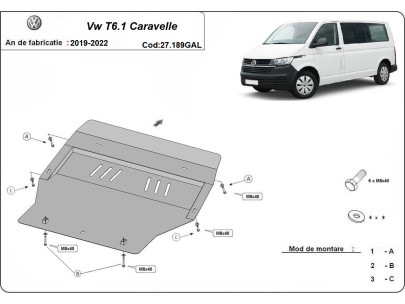 Stahl Unterfahrschutz für Motor Volkswagen T5 Caravelle (2003-2015) EANVolkswagen Caravelle 2
