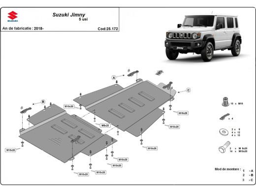 Stahl Unterfahrschutz für Getriebe Schaltgetriebe Suzuki Jimny - 5-türiges Modell (2018-2026) EANSuzuki Jimny