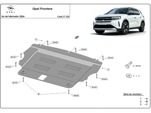 Stahl Unterfahrschutz für Motor Opel Frontera (2024-2026) EANOpel Frontera