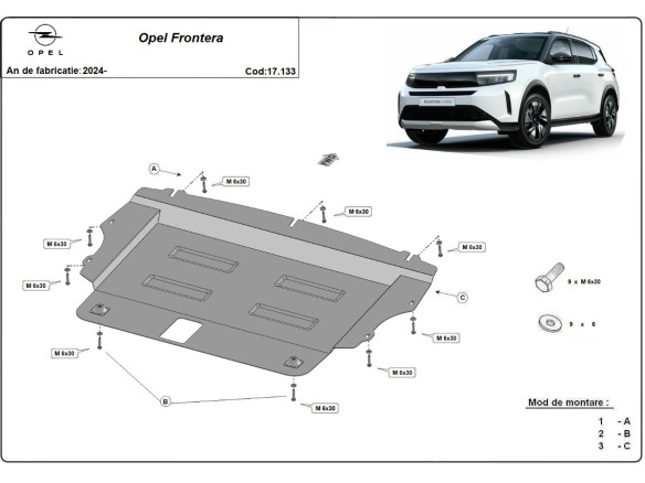 Stahl Unterfahrschutz für Motor Opel Frontera (2024-2026) EANOpel Frontera