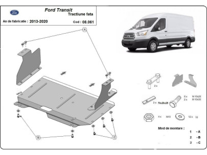 Stahl Unterfahrschutz für Motor Ford Transit FWD (2020-2026) EANFord 2