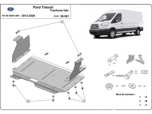 Stahl Unterfahrschutz für Motor Ford Transit - FWD (2013-2020) EANFord Transit