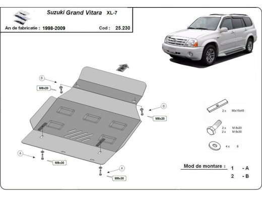 Stahl Unterfahrschutz für Motor Suzuki Grand Vitara XL-7 (1999-2005) EANSuzuki Grand Vitara