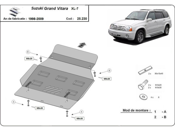Stahl Unterfahrschutz für Motor Suzuki Grand Vitara XL-7 (1999-2005) EANSuzuki Grand Vitara