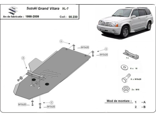 Stahl Unterfahrschutz für Getriebe Suzuki Grand Vitara XL-7 (1999-2005) EANSuzuki Grand Vitara