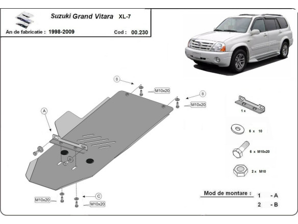 Stahl Unterfahrschutz für Getriebe Suzuki Grand Vitara XL-7 (1999-2005) EANSuzuki Grand Vitara