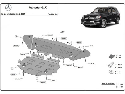 Stahl Unterfahrschutz für Motor Mercedes GLK X204 (2008-2015) EAN