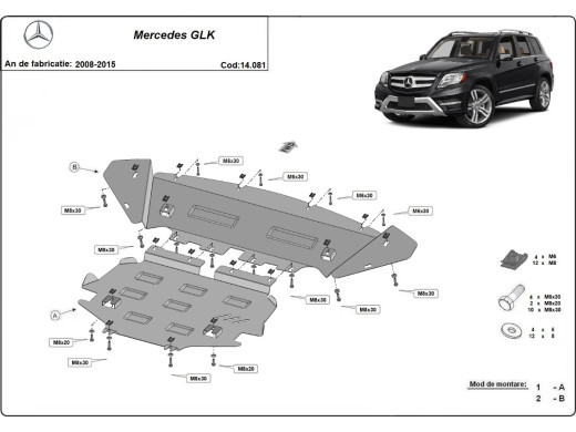 Stahl Unterfahrschutz für Motor Mercedes GLK X204 (2008-2015) EANMercedes GLK