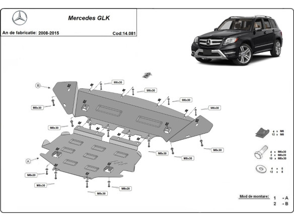 Stahl Unterfahrschutz für Motor Mercedes GLK X204 (2008-2015) EANMercedes GLK