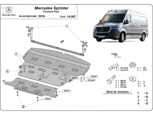 Stahl Unterfahrschutz für Motor Mercedes Sprinter-FWDMercedes