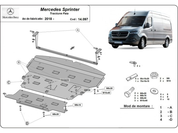 Stahl Unterfahrschutz für Motor Mercedes Sprinter-FWDMercedes