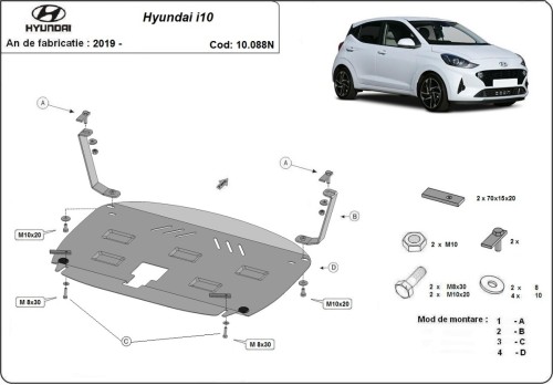 Stahl Unterfahrschutz für Motor Hyundai i10 (2019-2026)