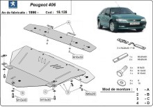 Stahl Unterfahrschutz für Motor, Getriebe Peugeot 406 (1996-2004)