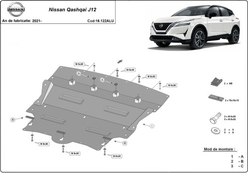 Aluminium Unterfahrschutz für Motor Nissan Qashqai (2021-2026)