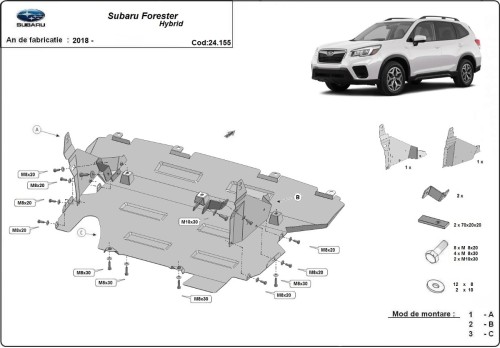Stahl Unterfahrschutz für Motor Subaru Forester 5 - hybrid (2018-2026)