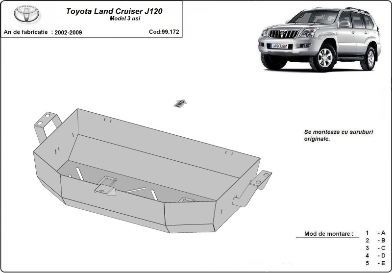 Stahl Unterfahrschutz für Kraftstofftank Toyota Land Cruiser J120 - tylko dla wersji 3-drzwiowej (2002-2009)