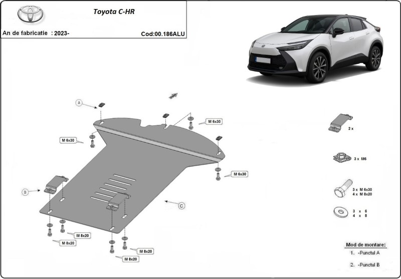 Aluminium Unterfahrschutz für Katalysator Toyota C-HR (2023-2026)