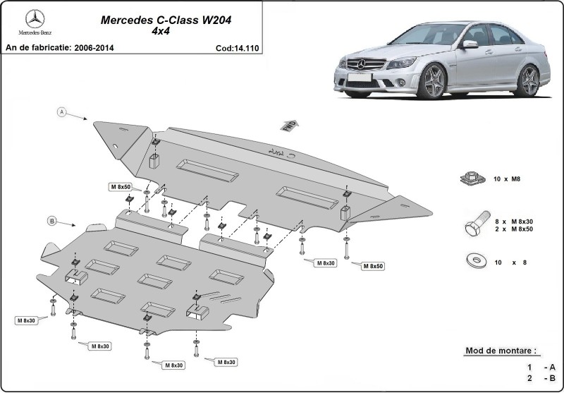 Stahl Unterfahrschutz für Motor Mercedes C-Classe (2006-2014)