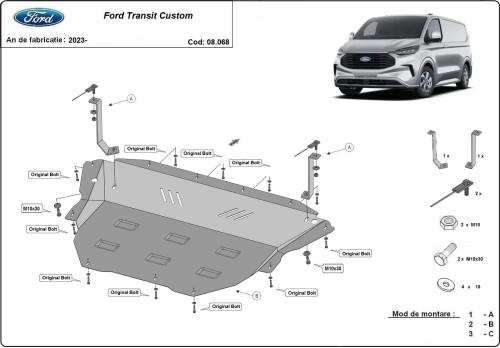 Stahl Unterfahrschutz für Motor Ford Tourneo Custom (2023-2026)