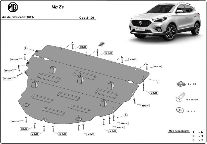 Stahl Unterfahrschutz für Motor MG ZS (2022-2026)